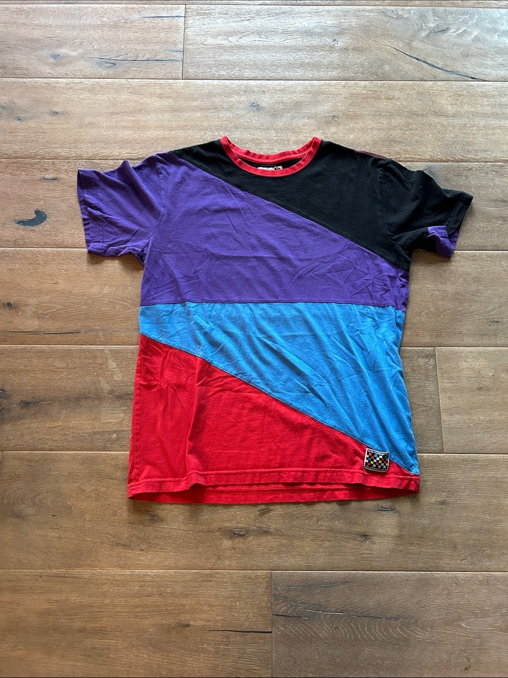 Colorblock Short Sleeve Tee - Black, Purple, Blue & Red